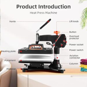 Heat Press Machine 11 in 1 Professional Sublimation Machine 12″ X 15″, Digital Industrial-Quality Shirt Pressing Machine, 360° Swing Away Shirt Printing Heat Transfer Machine