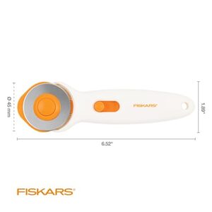 Fiskars 45mm Rotary Cutter for Fabric – Premium Stick Rotary Cutter – Craft Supplies – Crafts, Sewing, and Quilting Projects – White