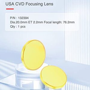 FAHKNS CVD ZnSe CO2 Laser Lens Dia:20mm/0.79″ FL76.2mm/3″ T2.2mm (Meniscus) Focus Lens for CO2 Laser Engraving Cutting Engraver/Cutter 80W-150W