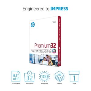 HP Papers | 8.5 x 11 Paper | Premium 32 lb | 1 Ream – 250 Sheets | 100 Bright | Made in USA – FSC Certified | 113500R