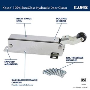 Kason 1094 SureClose Hydraulic Door Closer, Exposed Mounting, 11094000003