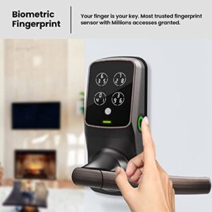 Lockly Secure Pro, Wi-Fi Smart Lock, Keyless Entry Door Lock, PIN Genie® Keypad, 3D Biometric Fingerprint Sensor, Voice Control, Auto Lock – Venetian Bronze (PGD628WVB) – Latch Edition