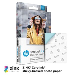 HP Sprocket 2×3″ Premium Zink Sticky Back Photo Paper (50 Sheets) Compatible with HP Sprocket Photo Printers