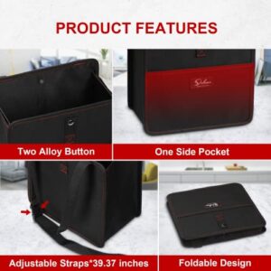 Simple Deluxe 2 Pack Car Trash Can with Storage Pockets, Leak-Proof Car Garbage Can with Adjustable Straps, Collapsible, Portable and Waterproof Trash Bag for Car, 3 Gallon, Black