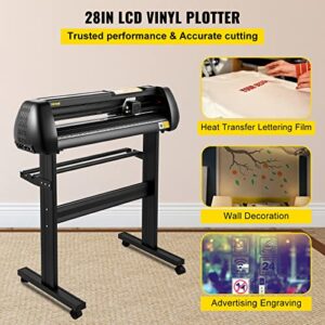 VEVOR Line Free Vinyl Cutter Machine, 720mm Vinyl Printer, 28 inch Plotter Printer U-Disk with Sturdy Floor Stand Vinyl Cutting Machine Adjustable Force Plotter Cutter Machine