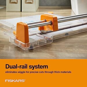 Fiskars ProCision Rotary Bypass Paper Trimmer – 12″ Cut Length – Craft Paper and Mixed Media Cutter with Grid Lines – Orange