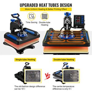 VEVOR Heat Press Machine 8 in 1 Combo 15×12 Inch, 360° Swing Away Digital Tshirt Press Machine, Clamshell Sublimation Heat Press for Printing T-Shirt Hat Mug Plate Vinyl, Heat Transfer Projects
