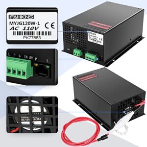 FAHKNS 120W Laser Power Supply for CO2 Laser Tubes, Laser Engraver Power Supply for 110V Laser Engraver Cutter Engraving Machine MYJG-120W 110V