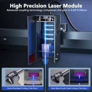 Ortur OLM3 LU3-20A 20000mW Laser Engraver with 50L Laser air Assist, 20000mm/min Engraving Speed and App Control, Laser Class 1