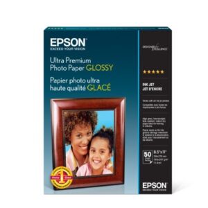 Epson Ultra Premium Photo Paper GLOSSY (8.5×11 Inches, 50 Sheets) (S042175),White