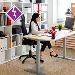 Floortex® Computex® Anti-Static Vinyl Lipped Chair Mat for Carpets up to 3/8″ – 36″ x 48″, Ships Flat, Clear