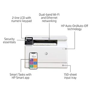 HP Color LaserJet Pro M182nw Wireless All-in-One Laser Printer, Remote Mobile Print, Scan & Copy, Works with Alexa (7KW55A), White