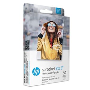 HP Sprocket 2×3″ Premium Zink Sticky Back Photo Paper (50 Sheets) Compatible with HP Sprocket Photo Printers