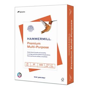 Hammermill Printer Paper, Premium Multipurpose Paper 24 lb, 8.5 x 11 – 1 Ream (500 Sheets) – 97 Bright, Made in the USA, 105810R