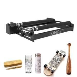 LONGER Laser Engraver Rotary Roller, Y-axis Rotary Roller 360° Rotation for Laser Engraver Engraving Cylindrical Objects Tumblers Cans Cups Bottles, Adjustable 6-200mm Diameters