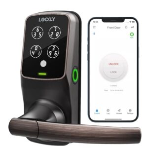 Lockly Secure Plus, Bluetooth Smart Lock, Keyless Entry Door Lock, PIN Genie® Keypad, 3D Biometric Fingerprint Sensor, Auto Lock – Venetian Bronze (PGD628FVB) – Latch Edition
