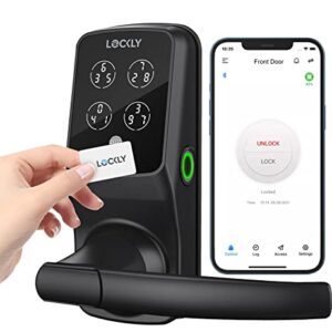 Lockly Secure Plus, RFID Card Smart Lock, Keyless Entry Door Lock, PIN Genie® Keypad, 3D Biometric Fingerprint Sensor, Auto Lock – Matte Black (PGD628FCMB) – Latch Edition
