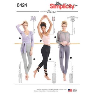 Simplicity US8424A Women’s Leggings, Wrap, Tank, Pullover Top Sewing Patterns, Sizes XXS-XXL