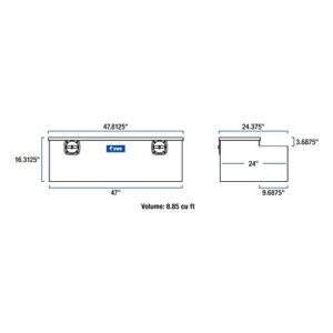 UWS EC20501 Secure Lock 48-Inch Heavy-Wall Aluminum Under Tonneau Cover Tool Box, RigidCore Lid