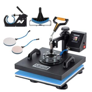 VEVOR Heat Press Machine 6 in 1 Combo Heat Press 15 x 15 Inch Heat Transfer Machine 360-Degree Swing Away Digital Shirt Printing Multi-function Heat Transfer Sublimation for T Shirts Mug Hat Plate Cap