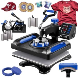 VEVOR Heat Press Machine 8 in 1 Combo 15×12 Inch, 360° Swing Away Digital Tshirt Press Machine, Clamshell Sublimation Heat Press for Printing T-Shirt Hat Mug Plate Vinyl, Heat Transfer Projects
