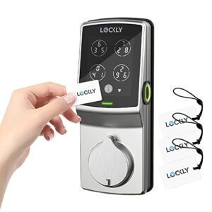 Lockly Secure Plus, RFID Card Smart Lock, Keyless Entry Door Lock, PIN Genie® Keypad, 3D Biometric Fingerprint Sensor, Auto Lock – Satin Nickel (PGD728FCSN) – Deadbolt Edition