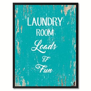 SpotColorArt Laundry Room Loads of Fun Canvas Print, 28″ x 37″, Aqua