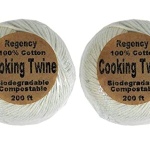 Regency Wraps Butchers Cooking Twine Ball, Made of Heavy-Weight Natural Cotton for Turkey Trussing and Meat Prep for Roasting, 200 ft Ball, Pack of 2