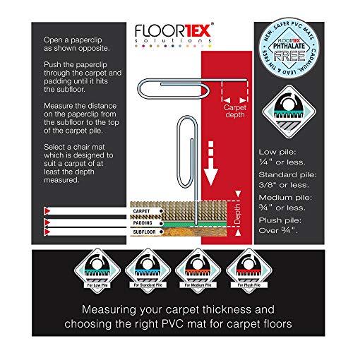 Floortex® Advantagemat® Vinyl Lipped Chair Mat for Carpets up to 1/4" - 45" x 53" - Image 10