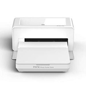 iHome® Color Photo Printer Dock, Full Size 4×6 inch Printouts (White)