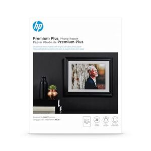 HP (CR671A)Premium Plus Photo Paper, Satin,White,8.5×11 in, 25 sheets