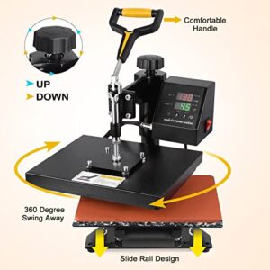 Seeutek Heat Press 12″ X 10″ Professional Heat Transfer Digital Sublimation Machine 360 Degree Swing Away for T Shirts with Bonus 2 Teflon Sheet