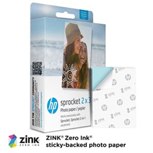 HP Sprocket 2×3 Premium Zink Sticky Back Photo Paper (20 Sheets) Compatible with HP Sprocket Photo Printers.