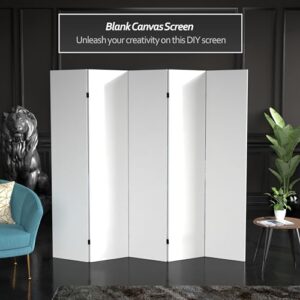 Oriental Furniture 6 ft. Tall Do It Yourself Canvas Room Divider – 5 Panel
