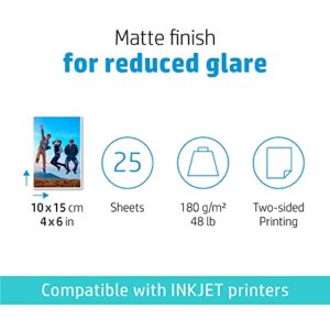 HP Matte Photo Paper, 4×6 in, 25 sheets (6QH46A)