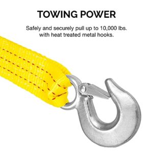 NEIKO 51008A Heavy Duty Tow Strap with Hooks 2 Pack, 2” x 30’, 10,000 LB Capacity, Tow Rope for Vehicles, Cars, Trucks, ATV Tow Strap