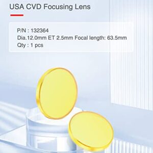 FAHKNS CVD ZnSe CO2 Laser Lens Dia:12mm/0.47″ FL63.5mm/2.5″ T2.5mm (Meniscus) Focus Lens for CO2 Laser Engraving Cutting Engraver/Cutter 30W-60W