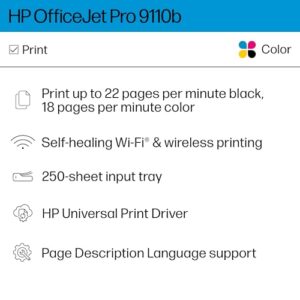 HP OfficeJet Pro 9110b Wireless Color Inkjet Printer, Print, Duplex Printing Best-for-Office (5A0S1A)