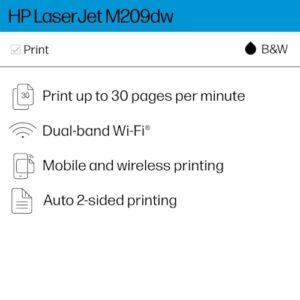 HP LaserJet M209dw Wireless Printer, Print, Fast speeds, Easy setup, Mobile printing, Best for small teams