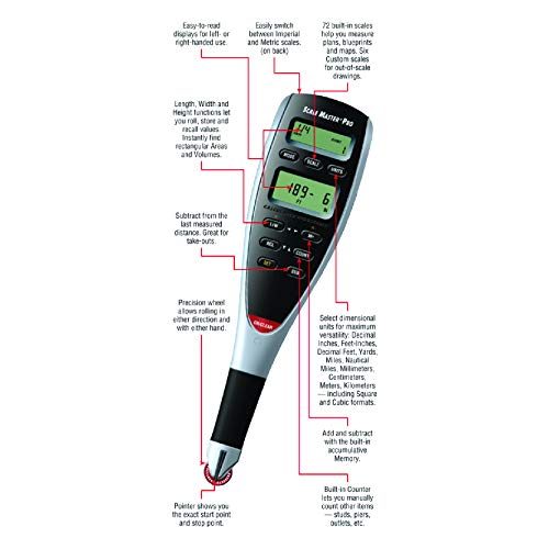 Calculated Industries 6135 Scale Master Pro XE Advanced Digital Plan Measure, White & 6025 Scale Master Pro Digital Plan Measure Take-off Tool | 72 Built-in US Imperial, Metric Scales, 6 Custom Scales - Image 7