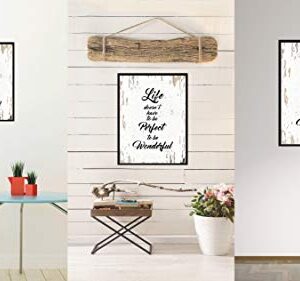 SpotColorArt Life Doesn’t Have to Be Perfect to Be Wonderful Framed Canvas Art, 28″ x 37″, White