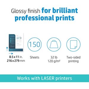 HP Everyday Business Paper, Glossy, 8.5×11 in, 32 lb, 150 sheets, works with laser printers (4WN08A)