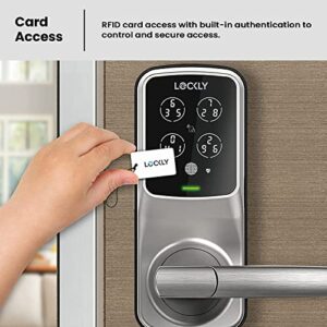 Lockly Secure Plus, RFID Card Smart Lock, Keyless Entry Door Lock, PIN Genie® Keypad, 3D Fingerprint Biometric Sensor, Auto Lock – Satin Nickel (PGD628FCSN) – Latch Edition
