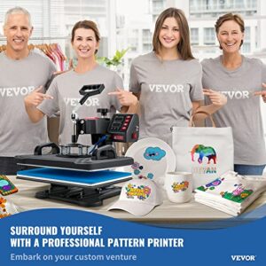 VEVOR 5 in 1 Heat Press Machine for T Shirts -12×15 Inch T Shirt Press with 6″x3″Hat Press11oz Mug Press – 360° Swing Away 900W Fast Heat-up, Digital Precise Temperature Control Pro Heat Press