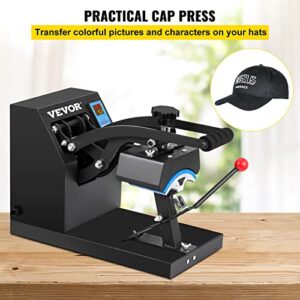 VEVOR Heat Press 6×3.75Inch Curved Element Hat Press Clamshell Design Heat Press for Hats Rigid Steel Frame No Stick Digital LCD Timer and Temperature Control (6×3.75Inch Clamshell Design)