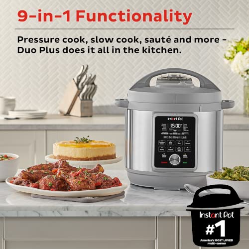 Instant Pot Duo Plus, 6-Quart Whisper Quiet 9-in-1 Electric Pressure Cooker, Slow Rice Steamer, Sauté, Yogurt Maker, Warmer & Sterilizer, Free App with 800+ Recipes, Stainless Steel - Image 2