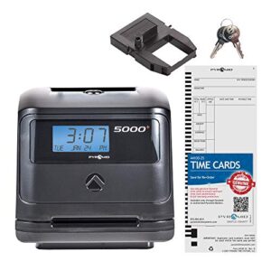 Pyramid Time Systems, Model 5000 Auto Totaling Time Clock, Handles up to 100 Employees, Made in USA, black & 400-10 Time Card Rack, 10 Pockets, Easily expands to Hold up to 10 time Cards