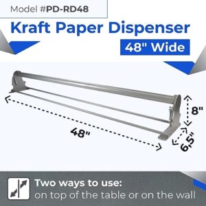 IDL Packaging 48″ Kraft Paper Roll Dispenser & Cutter for Rolls up to 48″ Wide and 9″ in Diameter – Tabletop Reinforced Steel Paper Holder with a Cutter – for Kraft and Butcher Paper
