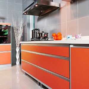 Magic Cover Adhesive Vinyl Paper, Multi-functional Shelf Liner for Lining Drawers and Shelves, Waterproof and Durable, 18″ x 9′, Orange