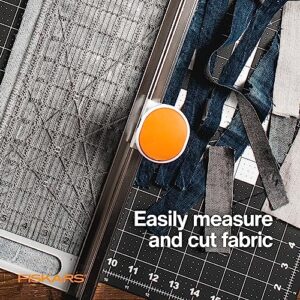 Fiskars Rotary Cutter and Ruler Combo – 24″L x 6″W Fabric Cutter with Gridlines – Craft Supplies – Gray – Clear